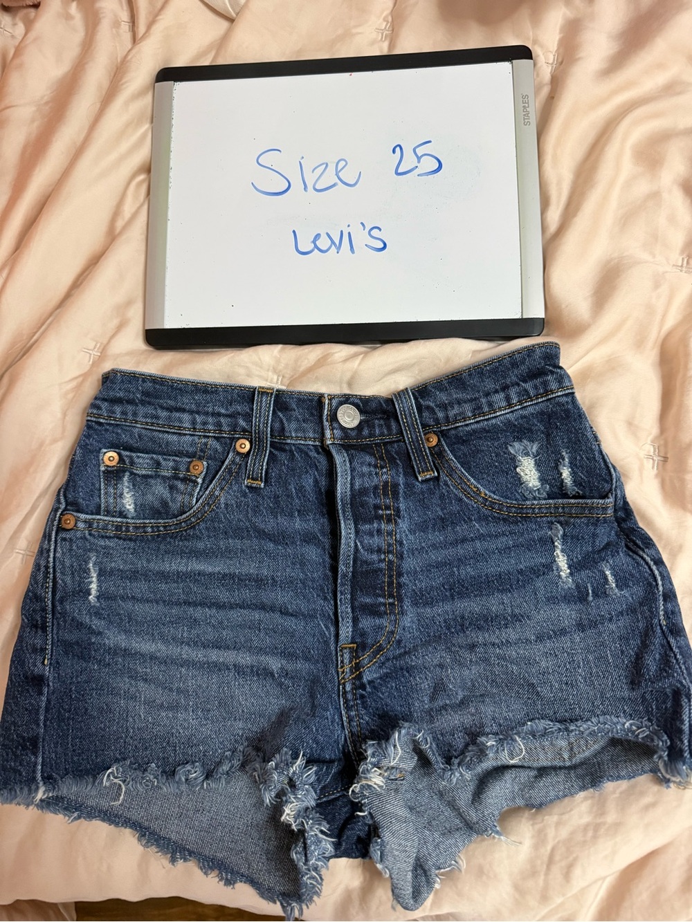 Levi's Women's Blue Distressed Cutoff Denim Shorts
